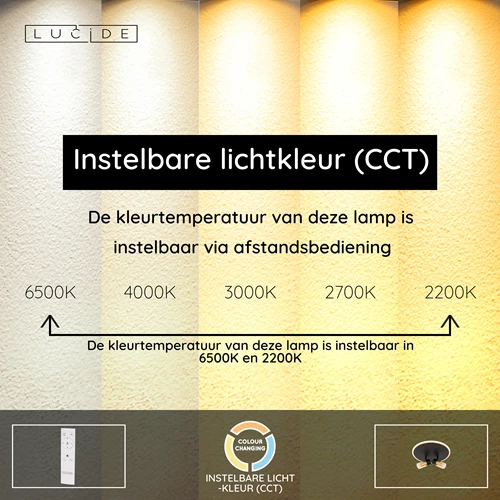 Lucide EVERINA - Plafonnière - Ø 30 cm - LED Dimb. - CCT - 2200K/6500K - Zwart | Essential - USP